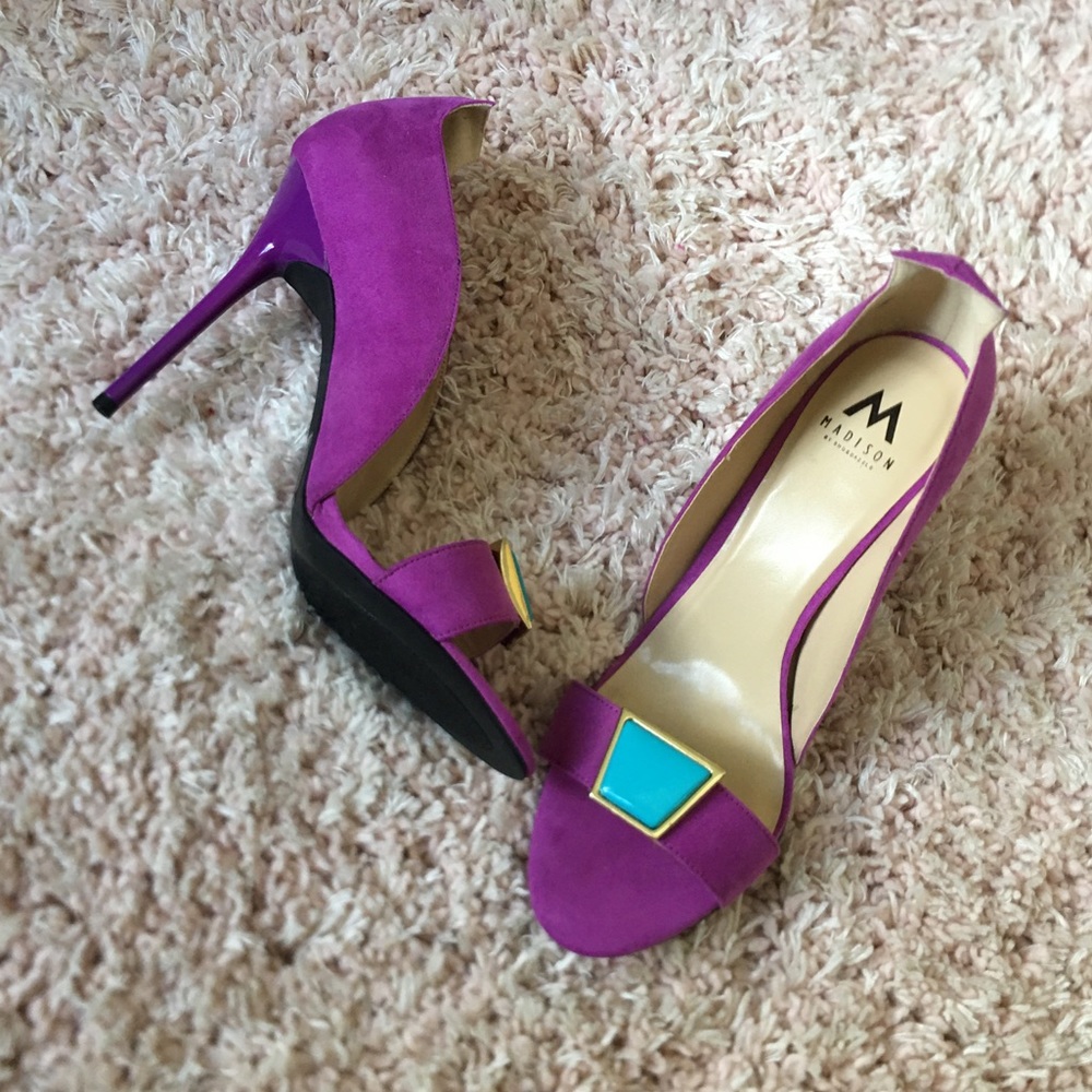 Madison by Shoedazzel, fuchsia and turquoise open toed heel